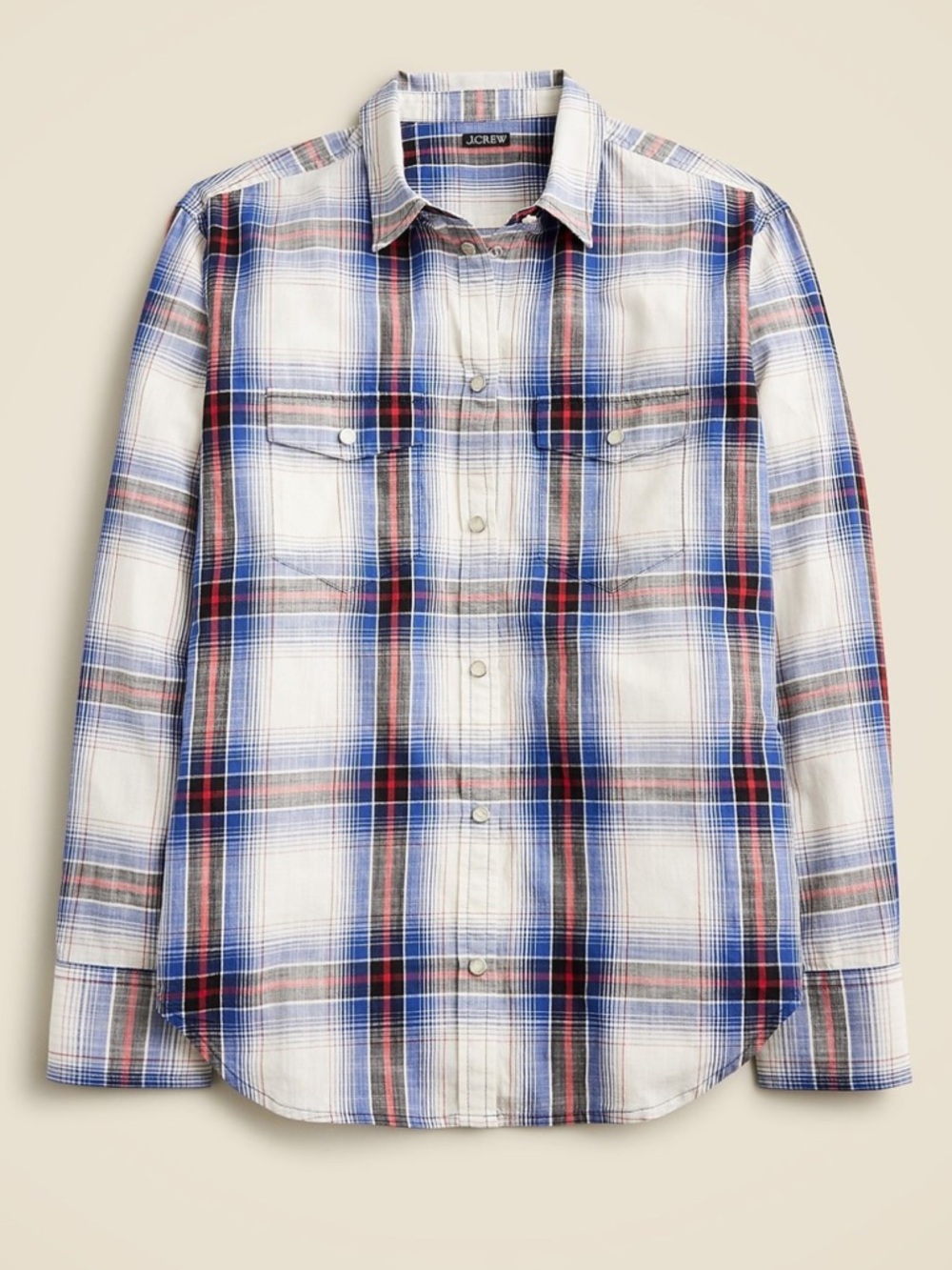 J Crew garçon classic fit plaid western snap shirt womens sz 8